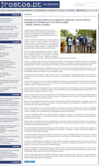 Instalação de postos públicos de carregamento rápido para viaturas elétricas: estratégia de mobilidade para o Território Arrábida